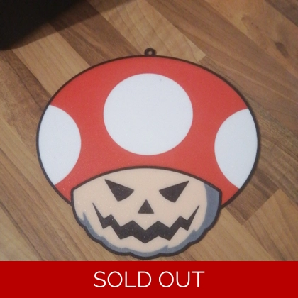 Super Mario Mushroom Pumpkin hanging window art